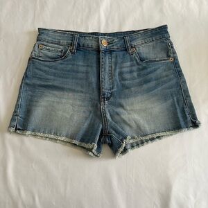 STS Blue Denim Shorts Size 28 Frayed Hem High Rise Casual Cute‎